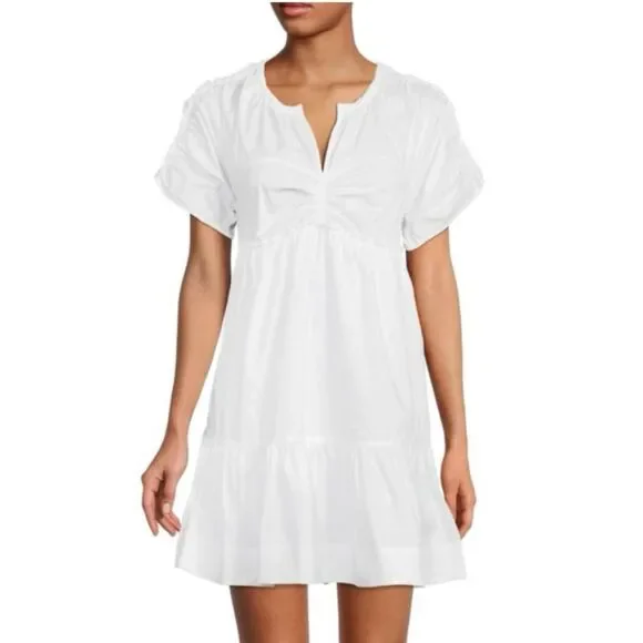 Tanya Taylor Amaria Ruffle Poplin A-Line Dress, New, Size XL